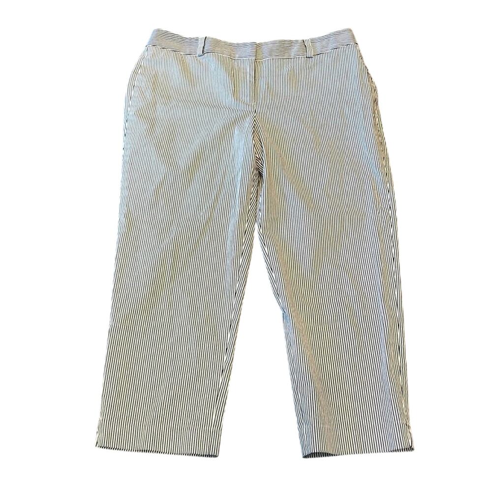 Talbots Signature Cropped Black & White Striped Trouser Size 14